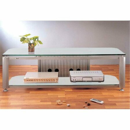 SPARK Silver Oval Poles 2 Frosted Glass 60 in. Plasma DLP TV Stand - Silver - 60 in. SP3253638